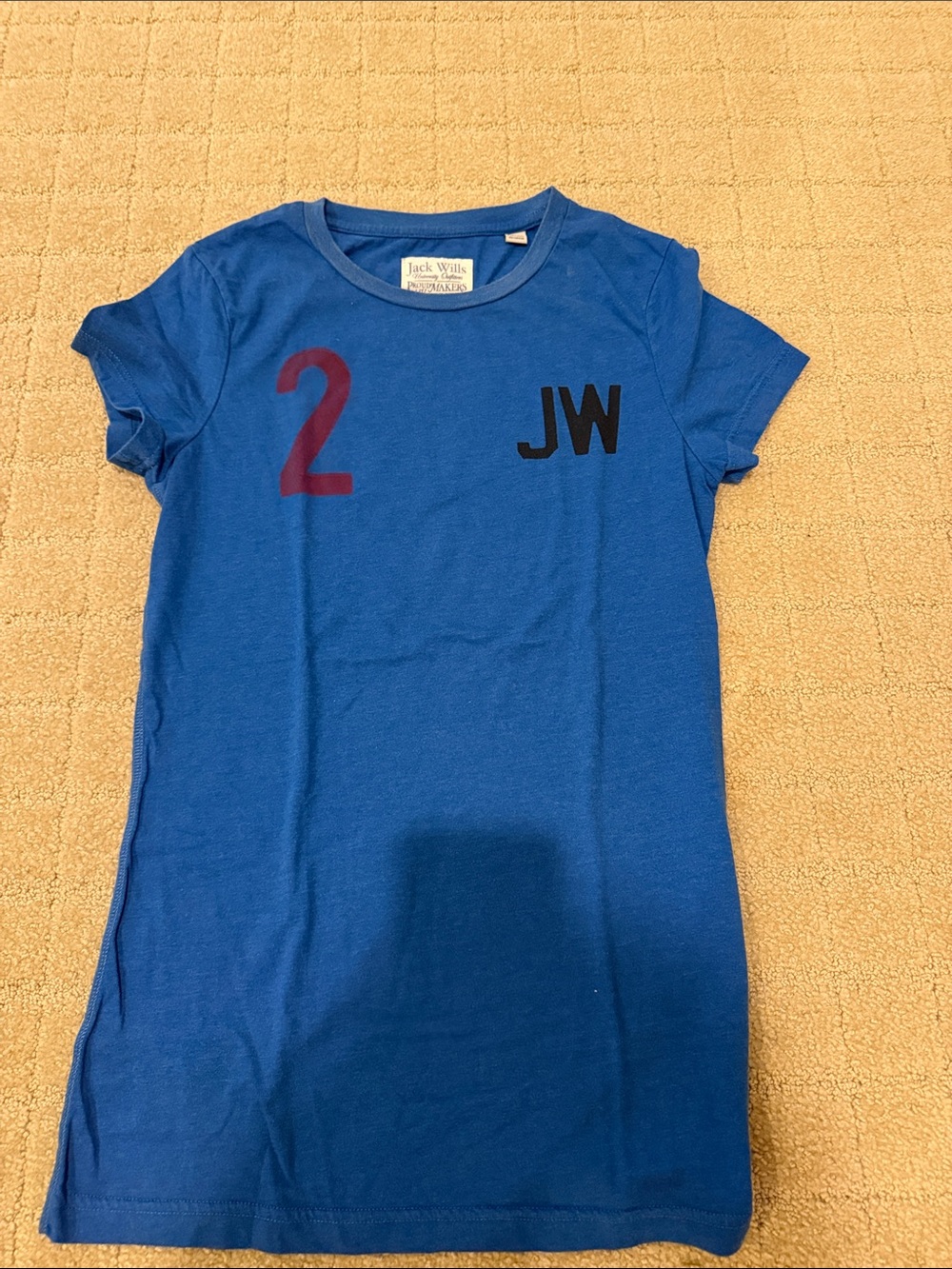Jack Wills Blue Tee with 'JW' and Number 2
